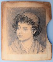 Szende jelzéssel: Zsidó fiú. Ceruza, papír. 26x23 cm Kartonon Karton sérült