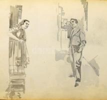 cca 1900 Két vázlatkönyv 50-60 db rajzzal vegyes témákkal. bútorterv, grafikák, stb