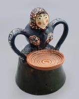 Hódmezővásárhelyi asszony figurális ékszertartó, kis kopással, m: 23 cm