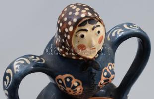 Hódmezővásárhelyi asszony figurális ékszertartó, kis kopással, m: 23 cm