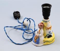 Iparművész kerámia lányfigurás lámpatest, m: 18 cm