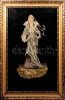 Blondel képkeret, benne goblein, 69x47 cm