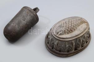 2 darab antik fém sütőedény, h: 20-22 cm