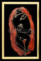 Szántó Piroska (1913-1998): Szerelmesek, 1985. Vegyes technika, papír, jelezve jobbra lent. Üvegezett, dekoratív fakeretben 48x34 cm