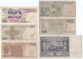 Lengyelország 1936. 20Zl + 1979-1982. 20Zl - 5000Zl (5xklf) T:VG, közte F
Poland 1936. 20 Zlotych +...
