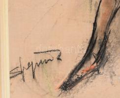 Olvashatatlan jelzéssel: A fáradt komédiás. tempera, karton. Jelzett, keretben. 62x48 cm