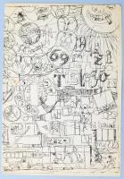 Olvashatatlan jelzéssel: A nyüzsgő város. Rézkarc, papír, jelzett, 31x21 cm