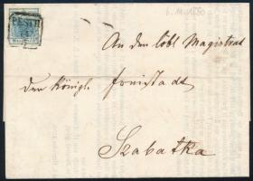 1850 9kr HP II levélen "PESTH" - Szabadka
