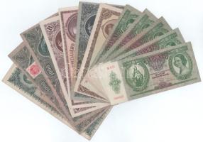1936. 10P (5x) ebből 3x csillagos sorszámmal + 1945-1946. 1000P - 1.000.000.000P (5xklf) + 10.000MP + 10.000BP (2x) T:VF,F, javarészben szép papír