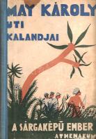 May, [Károly] Karl Friedrich:  A sárgaképű ember. (A "Sut".) Úti elbeszélés. Fordították Szász Károly és Lupkovics György. (Budapest), [1934]. Athenaeum Rt. (ny.) 246 p. Első magyar kiadás. Karl May (1842-1912) német író klasszikus kalandregénye eredeti nyelven először 1892-ben jelent meg, "Der Schut" címen, az író "Kara Ben Nemszi"-regényeinek önállóan is olvasható, hatodik köteteként. Karl May ebben a regényciklusban Kara Ben Nemszi néven önálló, kalandos életű elbeszélőt hívott életre, aki szolgájával, Omár Haleffel együtt számos kalandot él meg az egykori Oszmán Birodalom területén, Albániától Észak-Afrikáig. Jelen kötet a főhősök balkáni kalandjait dolgozza fel. Színes, illusztrált kiadói félvászon kötésben, az első kötéstáblán apró folttal. Jó példány.