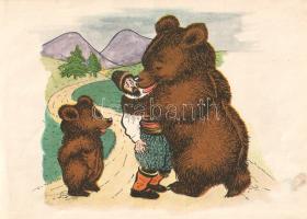 Marcseveszki, [Marko]: 
A medve és a favágó. (Róna Emy rajzaival.)
(Budapest, 1953). Ifjúsági Köny...