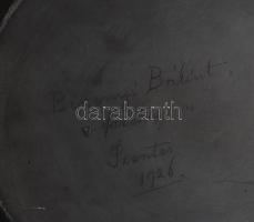 1926 Berényi Bálint szentesi fazekasmester által készített kínáló, jelzett, kopással, d: 30 cm