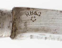 Régi skandináv tőr vagy katonai tőr, jelzett, bőr tokban, fa markolattal, h: 22 cm