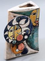 Elio Schiavon (1945-2004): Modern asztaldísz, jelzett, javított, 19x13 cm