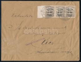 Nyugat-Magyarország VI. 1921 Futott levél 20f hármascsíkkal, székesfehérvári cenzúrával "KISMARTON" - Ács, Bodor vizsgálójellel