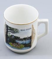 Zsolnay Hévizi emlék szecessziós emlékbögre, jelzett, kis kopással, m: 9 cm