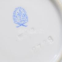 Herendi virágmintás 6 darab kávés csésze alátéttel. Jelzett, 2 alátéten lepattanással, d: 12 cm