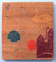 Bálint Endre (1915-1986): Hatodik parancsolat. (Ne paráználkodj) (1974). Pasztell, cédrus szivaros doboz tető. Jelzett. Proveniencia: Harmati Béla (1936-2024) evangélikus magyar püspök, Bálint Endrével együtt dolgozó teológus hagyatékából, közös szivarozások emléke. 19x21 cm