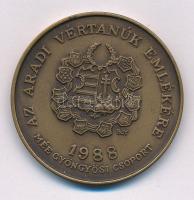 Bognár György (1944-) 1988. "Knézich Károly 1808-1849 / Az Aradi Vértanúk emlékére - MÉE Gyöngyösi Csoport" bronz emlékérem (42,5 mm) T:AU,XF patina Adamo GS6