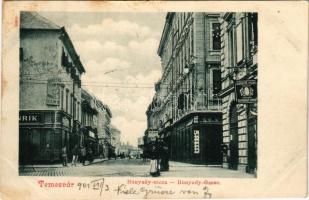 1901 Temesvár, Timisoara; Hunyady utca, M. Neumann üzlete, Kereskedelmi és Iparkamara / street view, shops, Chamber of Commerce and Industry (fl)