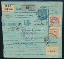 1899 Fekete számú 12kr + 24kr utánvételes csomagszállítón "TÖRÖK-BECSE" - Greiz / Németországba