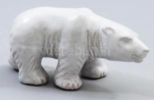 Mázas kerámia iparművész jegesmedve, jelzett, h: 10 cm