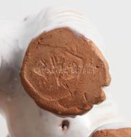 Mázas kerámia iparművész jegesmedve, jelzett, h: 10 cm