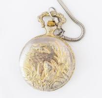 Vadász témájú modern zsebóra, d: 4,5 cm