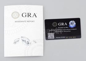 Moissanite 0,1 ct, d: 3 mm, tanúsítvánnyal, bontatlan csomagolásban