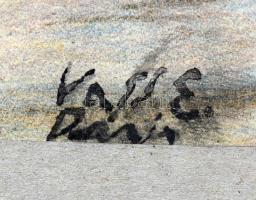 Vass Elemér (1887-1957):Párizs, Utcarészlet, Vegyes technika, papír, jelzett, hátoldalán casino pecs...