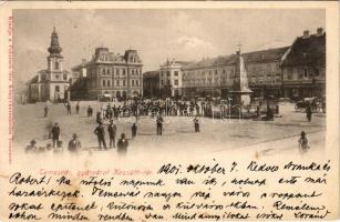 1901 Temesvár, Timisoara; Gyárváros, Kossuth tér, Kohn Testvérek, Ott Károly üzlete. Polatsek-féle könyvkerekedés kiadása / square, shops (fl)