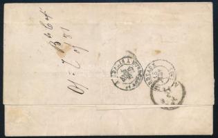 1868 1867-es 25kr bélyeg levélen Franciaországba, piros "P.D", "PEST / VASP." - ...