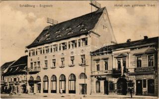 1913 Segesvár, Schässburg, Sighisoara; Hotel zum goldenen Stern / Szálloda az Arany Csillaghoz, Friedrich Ipsen és Társa üzlete / hotel, shops (fl)