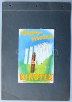 Régen vártunk - Nikotex szivar, cigaretta reklám. Plakátterv. Tempera, papír, papírra kasírozva, 19x...