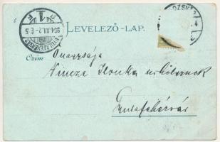 1904 Kolozsvár, Cluj; látkép este holdfényben. Schuster Emil kiadása, szecessziós-virágos litho / ge...