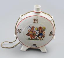 1949 Gránit szuvenír laposüveg, népi mintákkal díszítve, jelzett, kopással, m: 19,5 cm