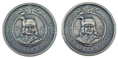 DN "II. Rákóczi Ferenc - Hazánk szentje, szabadság vezére, sötét éjben fényes csillagunk 1676-1735" ezüstpatinázott fém lemezérem (2db, egyik műanyag tokban) T:AU