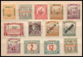 Szeged 1919 13 db klf bélyeg, Bodor vizsgálójellel