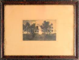 Rudnay Gyula (1878-1957): Naplemente. Rézkarc, papír, jelzett, keretben , 14,5×22,5 cm