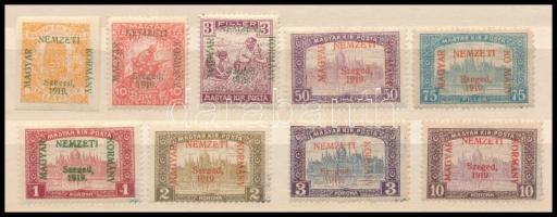 Szeged 1919 9 db klf bélyeg, Bodor vizsgálójellel