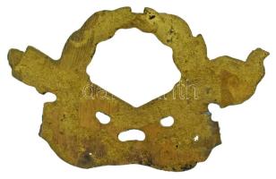 DN külföldi öntött fém tűzoltó sapkajelvény(?) (90x55mm) T:XF tű nélkül