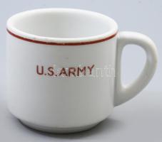 U.S. Army feliratos katonai porcelán bögre, jelzés nélkül, kopással, m: 8,5 cm