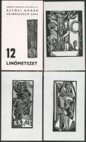 Józsa János (1936-2019): 12 db ex libris és kisgrafika. LInómetszet, papír, Lapméret 20x12 cm