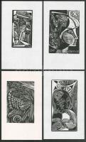 Józsa János (1936-2019): 12 db ex libris és kisgrafika. LInómetszet, papír, Lapméret 20x12 cm