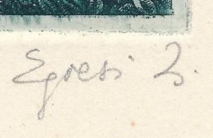 Egresi Zsuzsa (1954-): Udvarló. Rézkarc, papír, jelzett, 9,5x6,5 cm