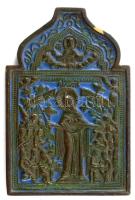 Ikon - Minden fájdalmasok öröme. Részben zománcozott bronz, orosz, cca 1900, 12x8 cm