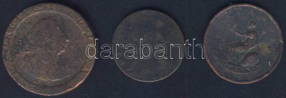 Nagy-Britannia 3db klf érme az 1700-as évekből T:4