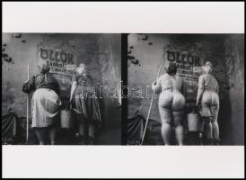 cca 1975 Saudek, Jan cseh fotóművész felvétele (bevállalós hölgyek munkaruha nélkül), 1 db modern nagyítás, jelzés nélkül, 15x21 cm