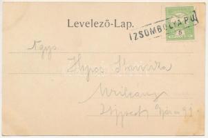 Zsombolya, Hatzfeld, Jimbolia; vasútállomás, téglagyár. Poledna Rudolf kiadása, szecessziós-virágos ...