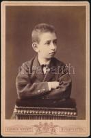cca 1880 Dr. Burián Aladár orvos gyerekkori portréja, keményhátú fotó Kozmata Ferenc budapesti műterméből, 16,5×10,5 cm